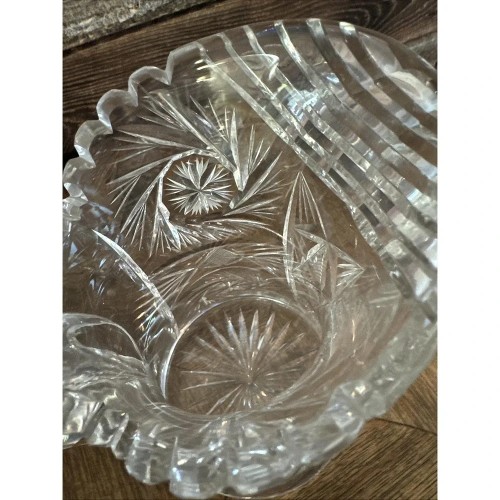 Antique American Brilliant Crystal Water Pitcher Pinwheel and Star of David Cuts